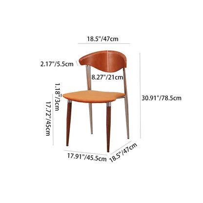 Traditional Vintage Cowl Bend Square Fabric Metal Dining Chair Backrest For Dining Room