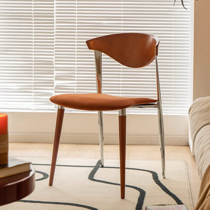 Traditional Vintage Cowl Bend Square Fabric Metal Dining Chair Backrest For Dining Room