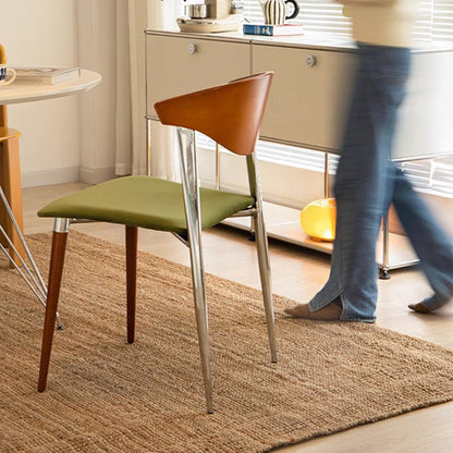 Traditional Vintage Cowl Bend Square Fabric Metal Dining Chair Backrest For Dining Room