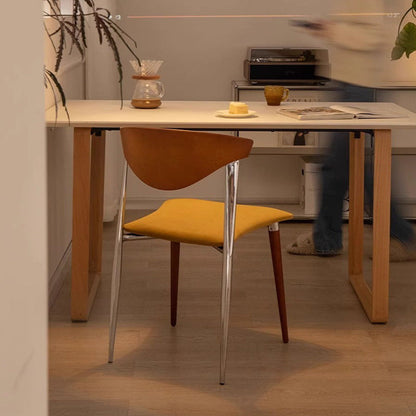 Traditional Vintage Cowl Bend Square Fabric Metal Dining Chair Backrest For Dining Room