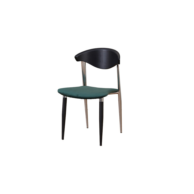 Traditional Vintage Cowl Bend Square Fabric Metal Dining Chair Backrest For Dining Room