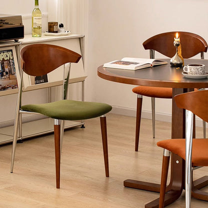 Traditional Vintage Cowl Bend Square Fabric Metal Dining Chair Backrest For Dining Room