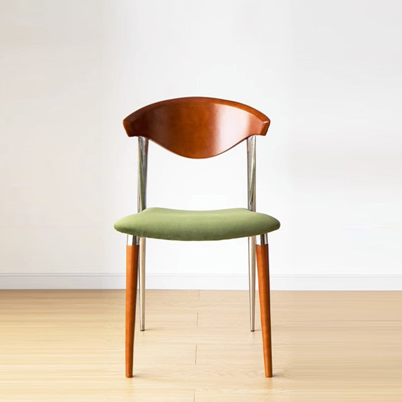 Traditional Vintage Cowl Bend Square Fabric Metal Dining Chair Backrest For Dining Room