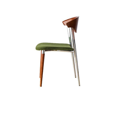 Traditional Vintage Cowl Bend Square Fabric Metal Dining Chair Backrest For Dining Room