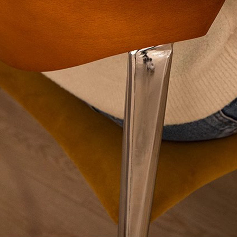 Traditional Vintage Cowl Bend Square Fabric Metal Dining Chair Backrest For Dining Room