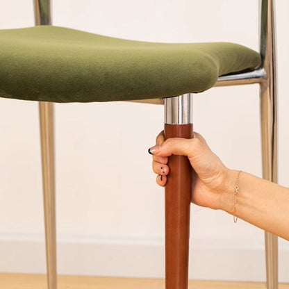 Traditional Vintage Cowl Bend Square Fabric Metal Dining Chair Backrest For Dining Room