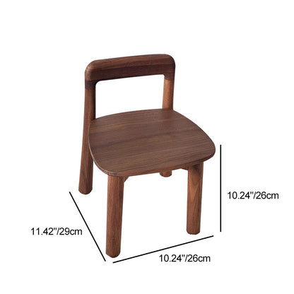 Traditional Vintage Kids Sleek Square Right Angle Black Walnut Chair Backrest For Living Room