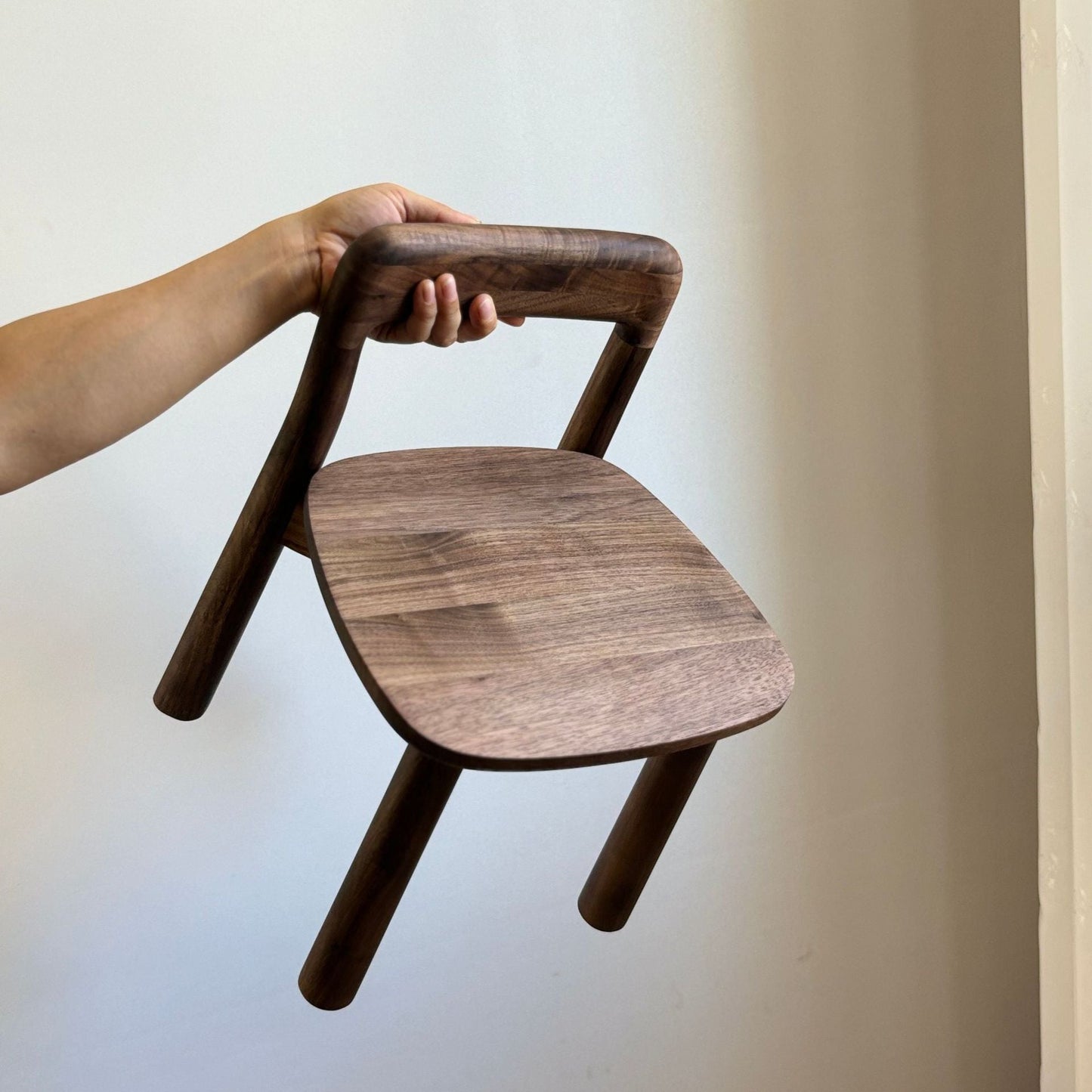 Traditional Vintage Kids Sleek Square Right Angle Black Walnut Chair Backrest For Living Room