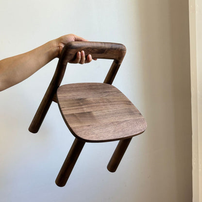 Traditional Vintage Kids Sleek Square Right Angle Black Walnut Chair Backrest For Living Room