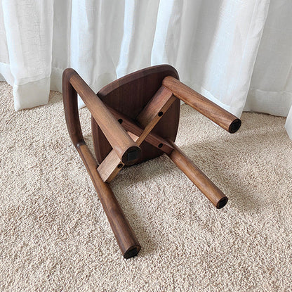 Traditional Vintage Kids Sleek Square Right Angle Black Walnut Chair Backrest For Living Room