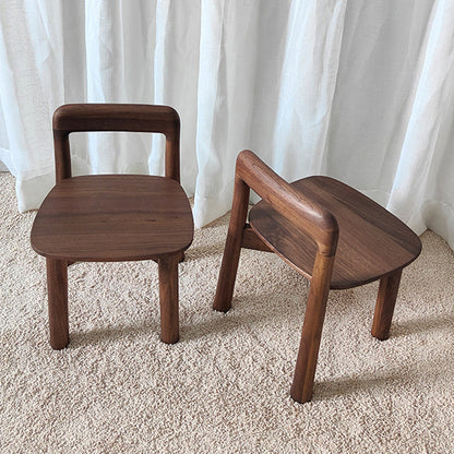 Traditional Vintage Kids Sleek Square Right Angle Black Walnut Chair Backrest For Living Room