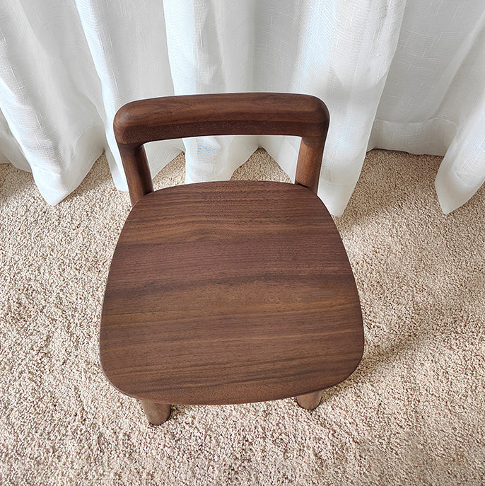 Traditional Vintage Kids Sleek Square Right Angle Black Walnut Chair Backrest For Living Room