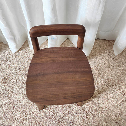 Traditional Vintage Kids Sleek Square Right Angle Black Walnut Chair Backrest For Living Room