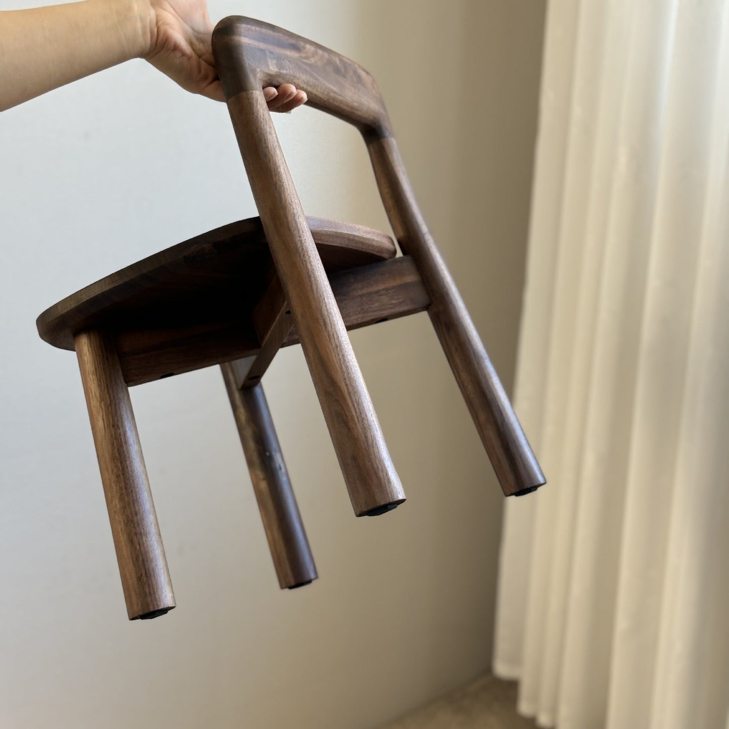 Traditional Vintage Kids Sleek Square Right Angle Black Walnut Chair Backrest For Living Room