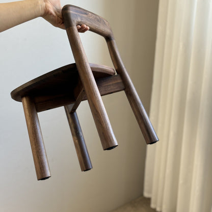 Traditional Vintage Kids Sleek Square Right Angle Black Walnut Chair Backrest For Living Room