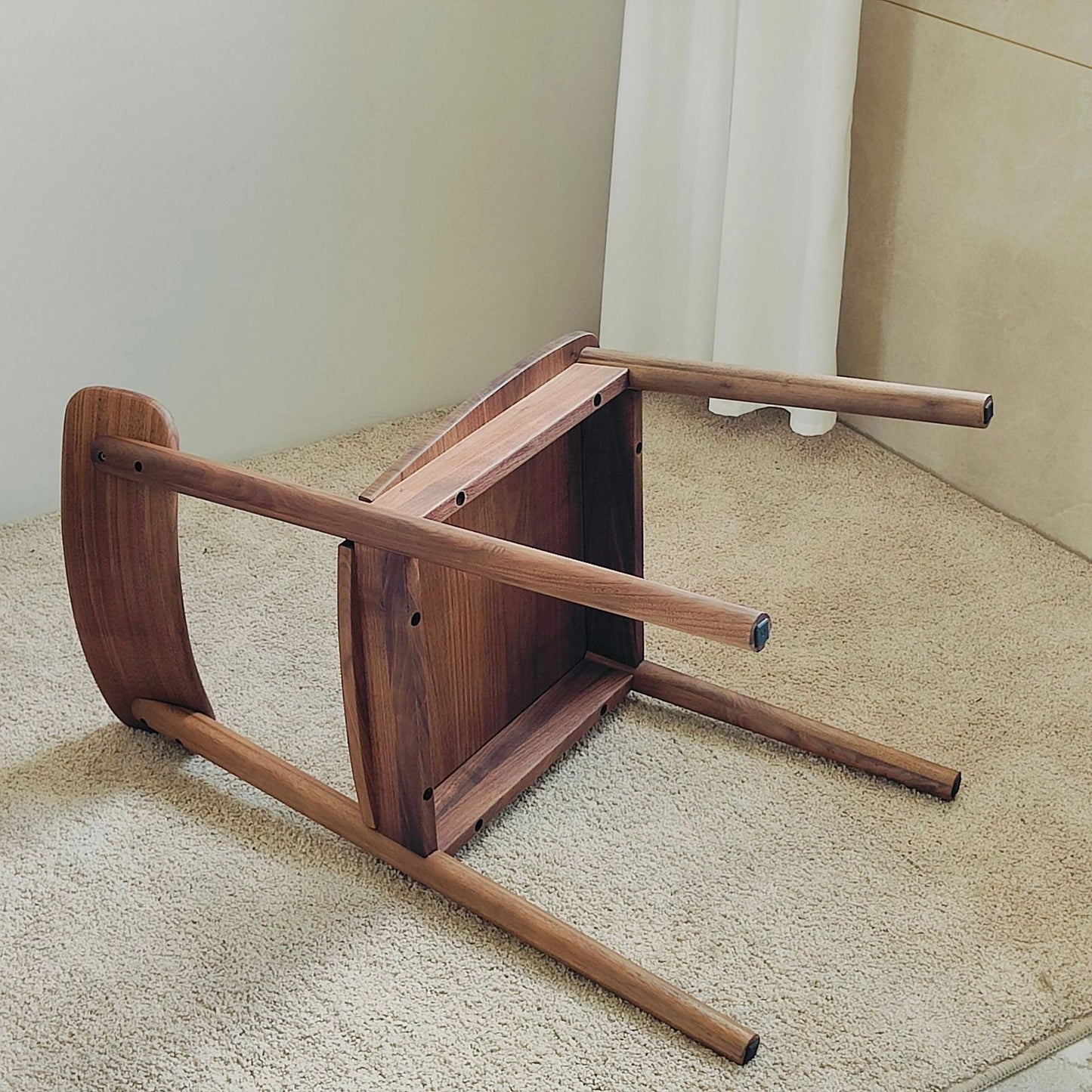 Traditional Vintage Curved Oval Square Black Walnut Dining Chair Backrest For Dining Room