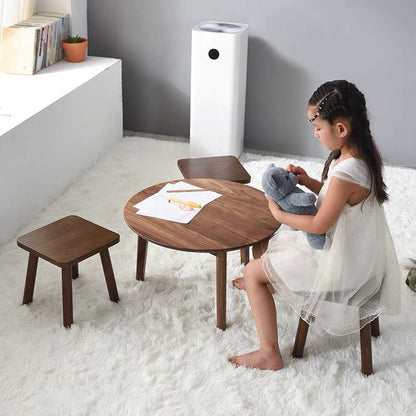 Modern Minimalist Square Rubberwood Chair Backless For Living Room