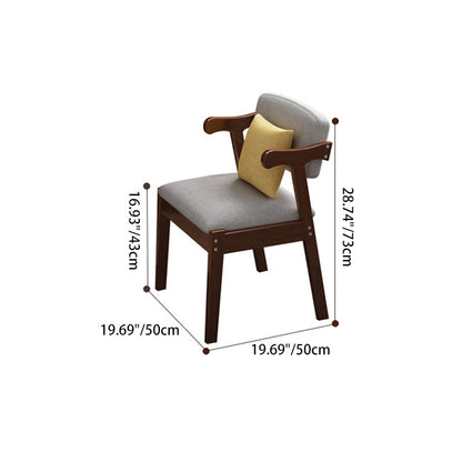 Contemporary Scandinavian Square Z Shape Fabric Faux Leather Wood Dining Chair Backrest Armrest For Dining Room