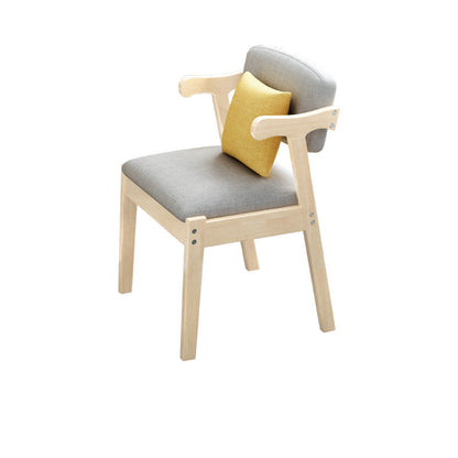 Contemporary Scandinavian Square Z Shape Fabric Faux Leather Wood Dining Chair Backrest Armrest For Dining Room