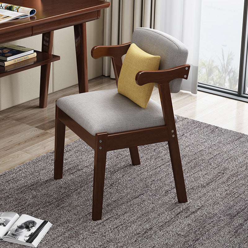 Contemporary Scandinavian Square Z Shape Fabric Faux Leather Wood Dining Chair Backrest Armrest For Dining Room