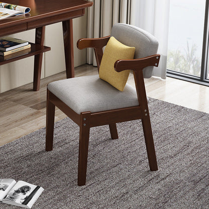 Contemporary Scandinavian Square Z Shape Fabric Faux Leather Wood Dining Chair Backrest Armrest For Dining Room