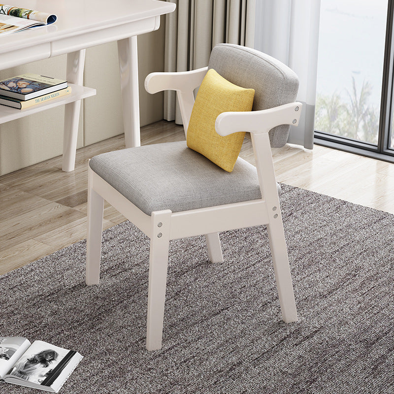 Contemporary Scandinavian Square Z Shape Fabric Faux Leather Wood Dining Chair Backrest Armrest For Dining Room