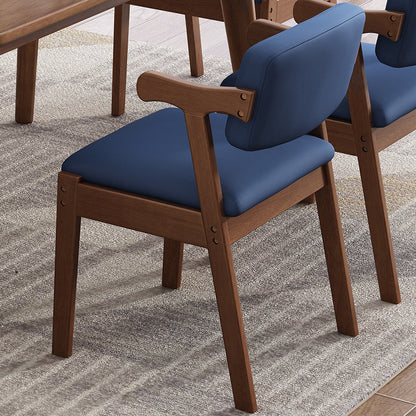 Contemporary Scandinavian Square Z Shape Fabric Faux Leather Wood Dining Chair Backrest Armrest For Dining Room