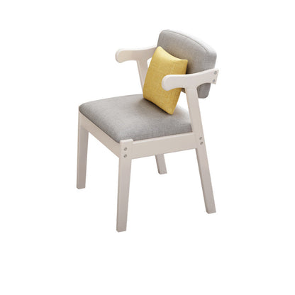 Contemporary Scandinavian Square Z Shape Fabric Faux Leather Wood Dining Chair Backrest Armrest For Dining Room