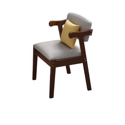 Contemporary Scandinavian Square Z Shape Fabric Faux Leather Wood Dining Chair Backrest Armrest For Dining Room