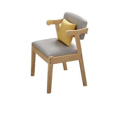 Contemporary Scandinavian Square Z Shape Fabric Faux Leather Wood Dining Chair Backrest Armrest For Dining Room