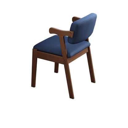 Contemporary Scandinavian Square Z Shape Fabric Faux Leather Wood Dining Chair Backrest Armrest For Dining Room