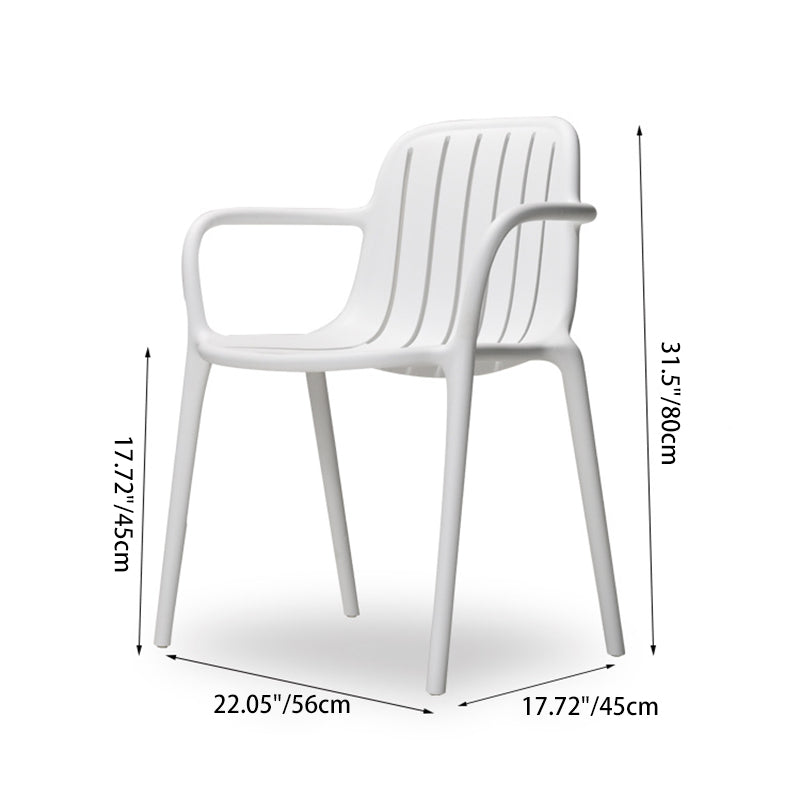 Contemporary Scandinavian Bend Seam Square Plastic Dining Chair Backrest Armrest For Dining Room