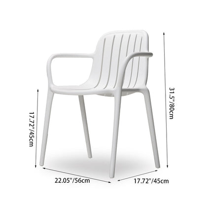 Contemporary Scandinavian Bend Seam Square Plastic Dining Chair Backrest Armrest For Dining Room