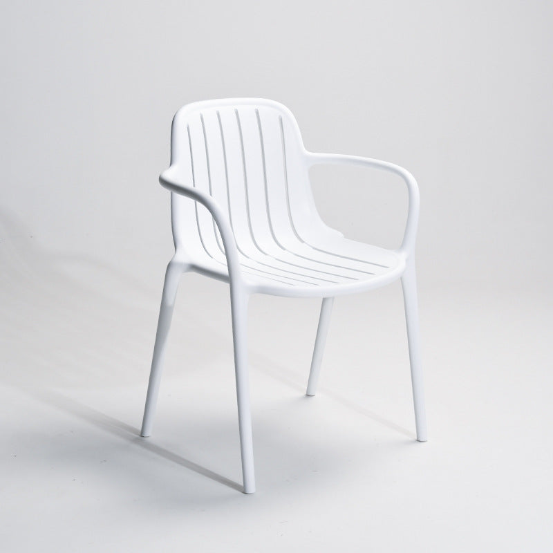 Contemporary Scandinavian Bend Seam Square Plastic Dining Chair Backrest Armrest For Dining Room