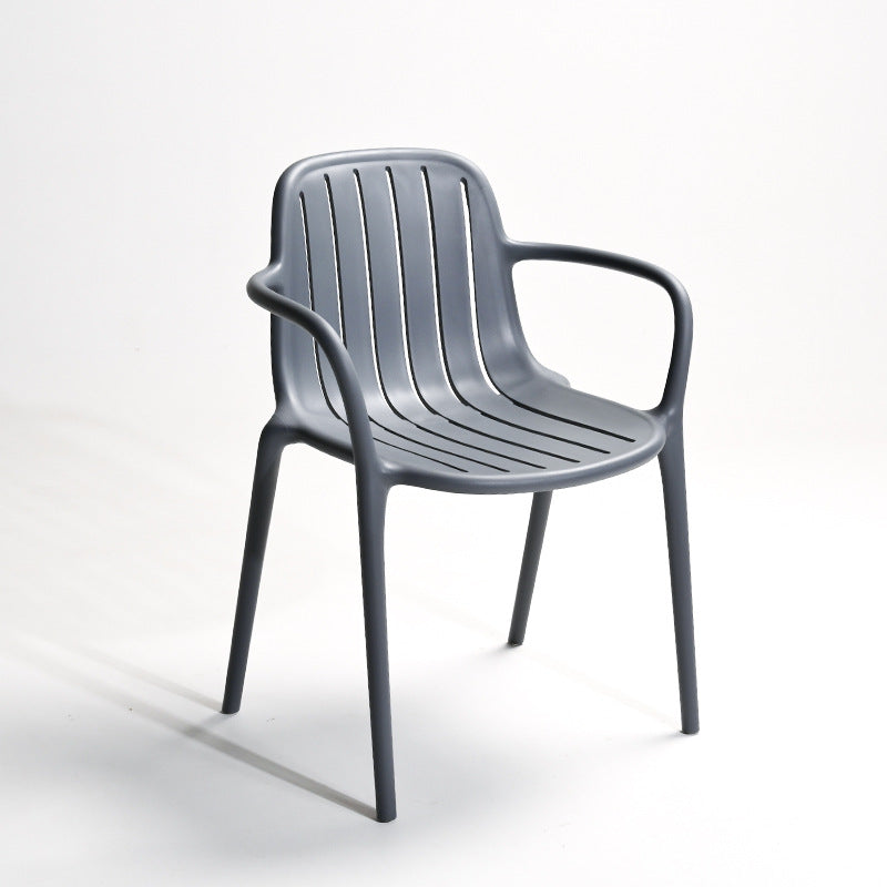 Contemporary Scandinavian Bend Seam Square Plastic Dining Chair Backrest Armrest For Dining Room