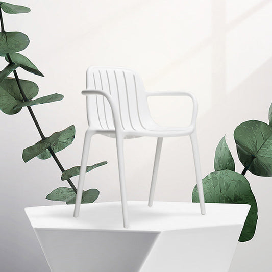 Contemporary Scandinavian Bend Seam Square Plastic Dining Chair Backrest Armrest For Dining Room