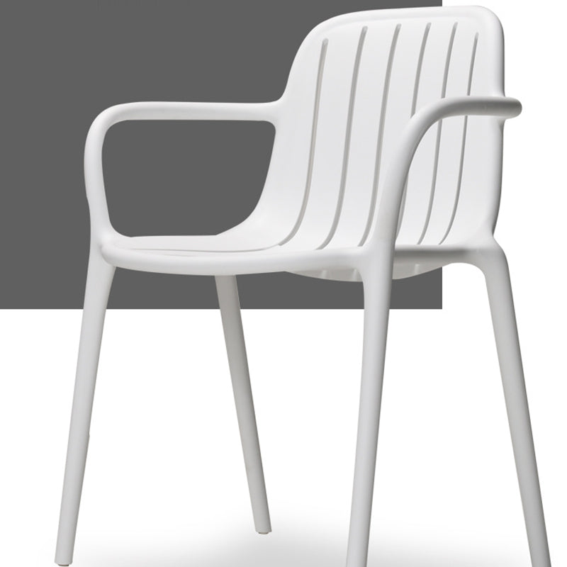 Contemporary Scandinavian Bend Seam Square Plastic Dining Chair Backrest Armrest For Dining Room