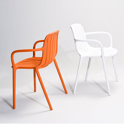 Contemporary Scandinavian Bend Seam Square Plastic Dining Chair Backrest Armrest For Dining Room