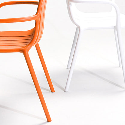 Contemporary Scandinavian Bend Seam Square Plastic Dining Chair Backrest Armrest For Dining Room