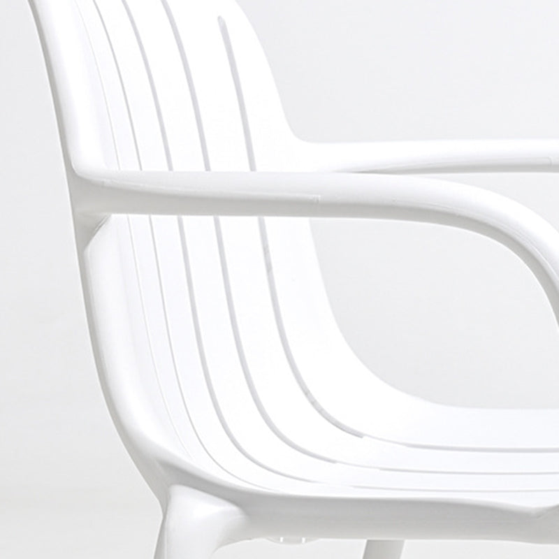 Contemporary Scandinavian Bend Seam Square Plastic Dining Chair Backrest Armrest For Dining Room