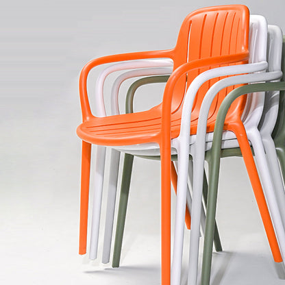 Contemporary Scandinavian Bend Seam Square Plastic Dining Chair Backrest Armrest For Dining Room