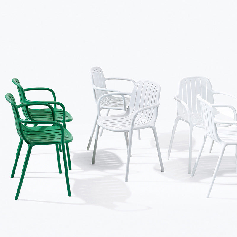 Contemporary Scandinavian Bend Seam Square Plastic Dining Chair Backrest Armrest For Dining Room
