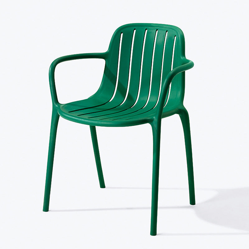 Contemporary Scandinavian Bend Seam Square Plastic Dining Chair Backrest Armrest For Dining Room