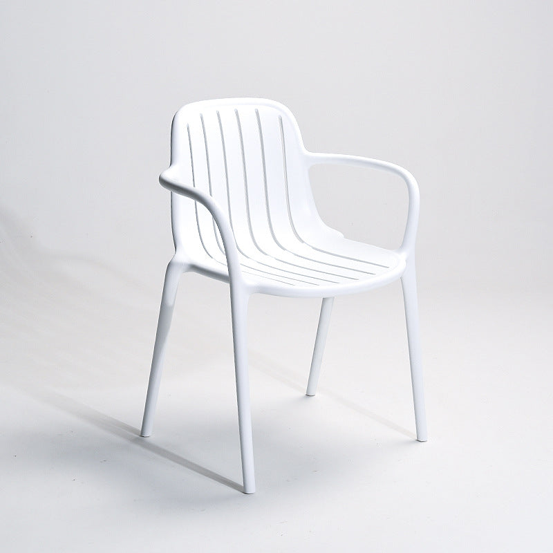 Contemporary Scandinavian Bend Seam Square Plastic Dining Chair Backrest Armrest For Dining Room