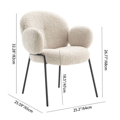 Traditional Rustic Flat Round Curved Lambswool Metal Dining Chair Backrest For Dining Room