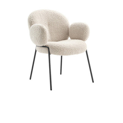 Traditional Rustic Flat Round Curved Lambswool Metal Dining Chair Backrest For Dining Room