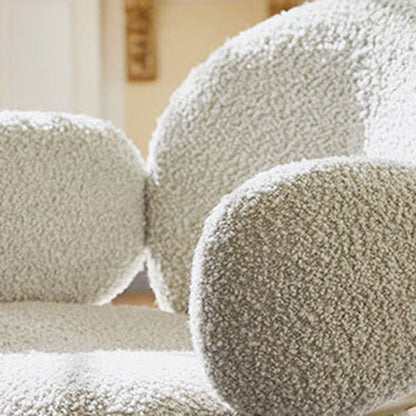 Traditional Rustic Flat Round Curved Lambswool Metal Dining Chair Backrest For Dining Room