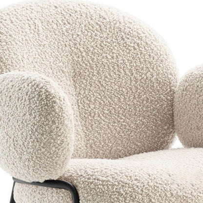 Traditional Rustic Flat Round Curved Lambswool Metal Dining Chair Backrest For Dining Room