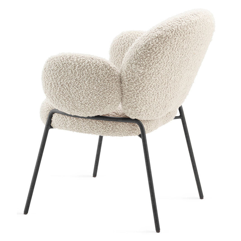 Traditional Rustic Flat Round Curved Lambswool Metal Dining Chair Backrest For Dining Room