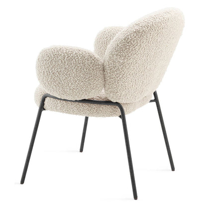 Traditional Rustic Flat Round Curved Lambswool Metal Dining Chair Backrest For Dining Room